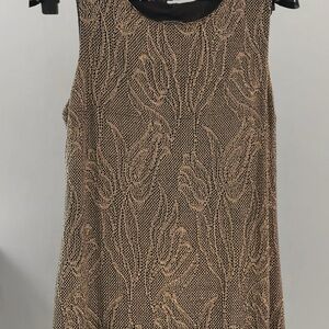 Vintage Gold & Bronze Dawn Joy Metallic Dress Sz 8 - Tulip Pattern - 80's - EUC